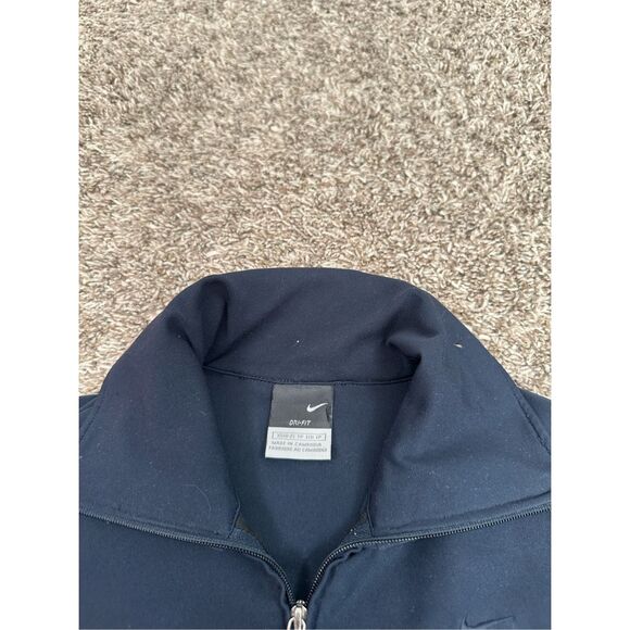 Vintage Nike Y2K Women's XS Full Zip Cropped Jacket Navy Blue Front Seams - Picture 3 of 9